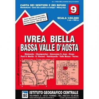 Mapa excursionista y topográfico 1:50.000 Ivrea, Biella y Bassa Valle d'Aosta