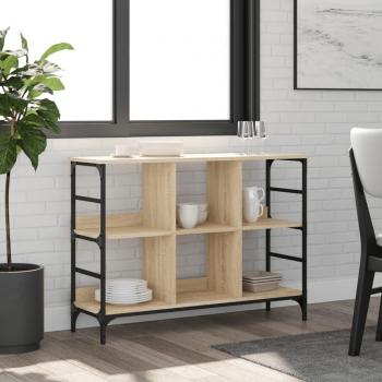 Aparador de madera de ingeniería 102x32x73,5 cm en color roble Sonoma, mueble de almacenaje para salón, buffet y armario auxiliar