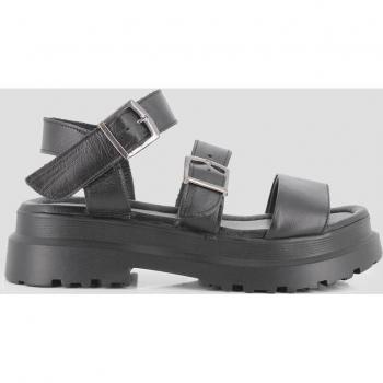 Sandalias de plataforma de mujer de piel en negro Blogger LEVANTE 81491