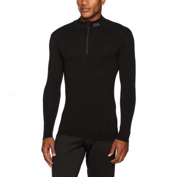 Helly Hansen HH LIFA Merino Seamless 1/2 Zi, Camiseta de Manga Larga para Hombre, Negro, X-Large