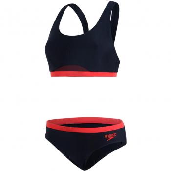 Speedo Hydractive - Bañador para Mujer, Mujer, Color Black/Hot Orange, tamaño Talla 34/36