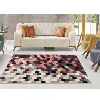Homemania AKC-23813 - Alfombra Estampada Hexagon 2 Estampada, Moderna, Multicolor de Tela, 160 x 230 cm