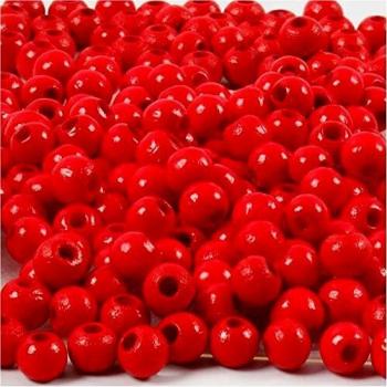 Cuentas de madera rojas, 5 mm, 6 g, aproximadamente 180 unidades