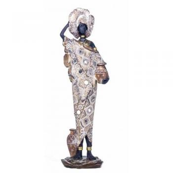 Figura Africana de Resina Gris 40x8x12cm - Signes Grimalt
