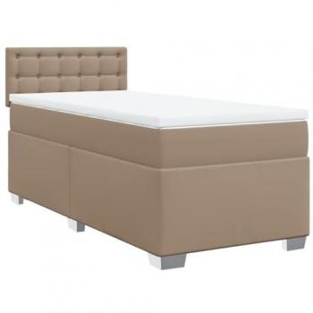 Cama box spring con colchón de cuero sintético capuchino 80x200 cm