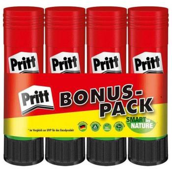 Pegamento en barra Pritt, pegamento seguro y apto para niños para manualidades, pegamento fuerte para uso escolar y de oficina, 4x 43 g Pritt en barra
