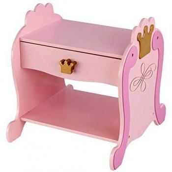 KidKraft 76124 Mesita infantil de noche con cajón de madera con diseño princesa, muebles para dormitorio de niños - Rosa