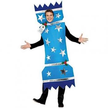 Smiffys-28023M Disfraz de Christmas Cracker, con Tabardo, Color Azul, M-Tamaño 38-40