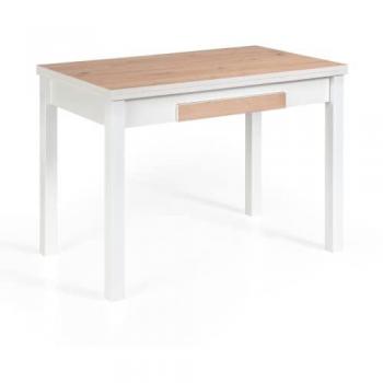 Mesa de Cocina Extensible Modelo Noli - MDF/Metal - 100/160x60x76 cm - Color Roble Rústico/Blanco