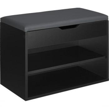 Banco zapatero Jasmina 60 x 30 x 43,5 cm - zapatero compacto con mucho espacio de almacenamiento, 2 compartimentos abiertos y un compartimento plegable, construcción estable y segura