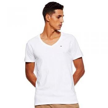 Tommy Jeans Original V Neck Short Sleeve T-Shirt in White - XS