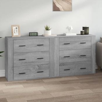 Aparadores 2 uds madera contrachapada gris Sonoma Mueble de Almacenaje de Salón Buffet para salón Armario Auxiliar Armario de Almacenamiento Vidaxl