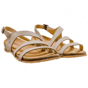 Sandalias planas de mujer de piel de color marrón