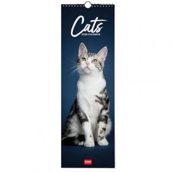 Calendario de Pared 2025 Cats Legami Multilingüe 16 x 49 cm, 12 Meses, Planificador Anual 2026, Espacio para Notas, 6 Idiomas, Signos del Zodi