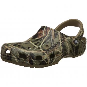 Crocs Classic Realtree Camo Clog in Khaki, Size UK 5