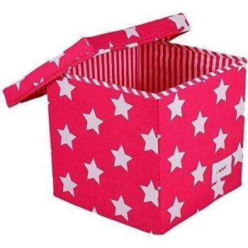 Minene Scatola Portaoggetti Cubo de Tela Estrellas Fucsia