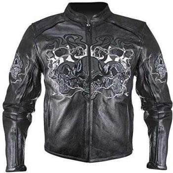 Cazadora Biker piel Retro reflechissant para motociclista Custom