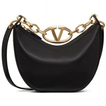 Valentino Garavani Women's Vlogo Moon Mini Hobo Bag in Black | 5W2B0Q43PHV, Shoulder Bag, Black, Size: OS, Female
