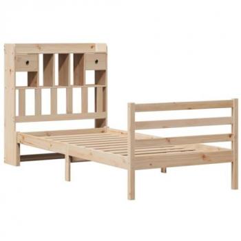 Cama con estantería sin colchón de madera maciza de pino 90x190 cm