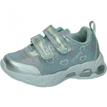 Tenis de luces Osito para niña en color plata con detalles de unicornio y rejilla