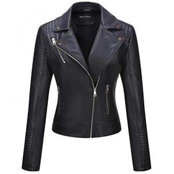 BELLIVERA Chaqueta de Cuero PU para Mujer