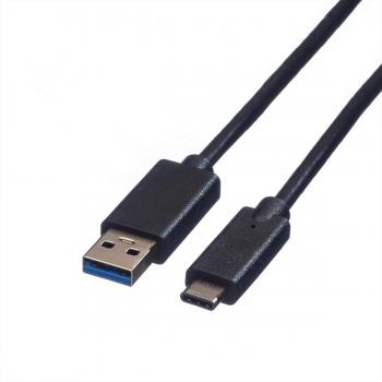 Cable USB 3.1 Type C A-C, macho a macho, negro, 1 metro