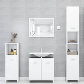 Conjunto de muebles de baño 4 pzas madera contrachapada blanco