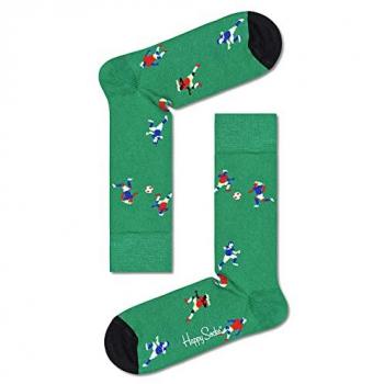 Calcetines de Fútbol Estampados Originales Happy Socks para Hombre, Talla 36-40, Colores Blanco, Rojo, Azul y Negro
