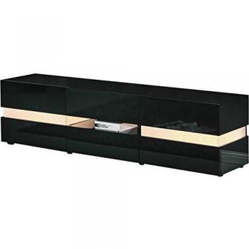 habitatetjardin Mueble TV Led Vida - 177 x 39 x 45 cm - Negro Lacado