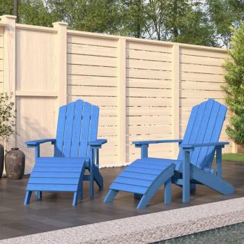 vidaXL Garden Adirondack Chairs 2 pcs with Footstools HDPE Aqua Blue