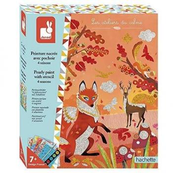 Kit creativo pintura nacarada con plantillas, 4 estaciones - Janod J07952