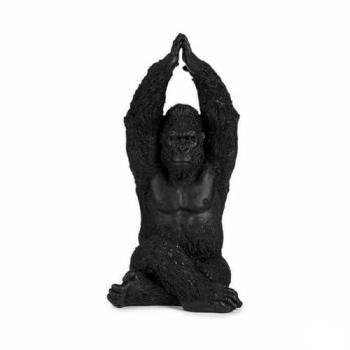 Figura Decorativa Gorila Yoga Negro Resina 18 x 36,5 x 19,5 cm (4 Unidades)