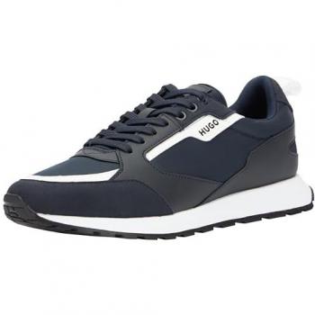 HUGO Icelin Men's Mixed-Material Black Sneakers with Branded Accents - Size 10 (EU 44)