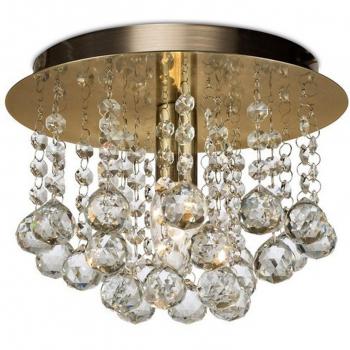 Plafón de diseño Acton Latón antiguo 1 bombilla 18cm, Techo a ras de techo 1 luz E14, 250 mm redondo, latón antiguo, esfera de cristal