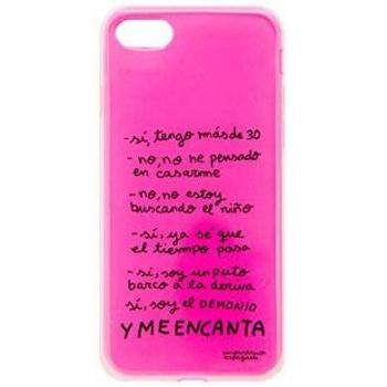 Monstruo Espagueti Carcasa iPhone 7, iPhone 8 y iPhone SE semitransparente color rosa con texto, diseño exclusivo