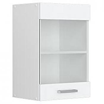Mueble Alto Universal R-Line, Blanco Alto Brillo, 40 cm con Puerta de Cristal