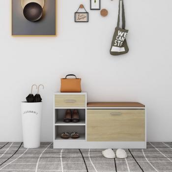 Banco zapatero Sonoma Oak 94,5x31x57 Multicapa Blanco y Roble Beige