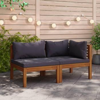 Vidaxl - Juego de Sofás de Madera de Acacia 2 Pzas. Gris Oscuro