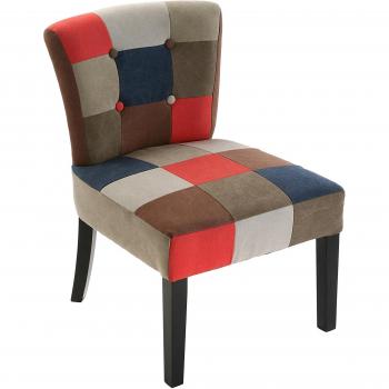 Versa 19500563 Silla acolchada tapizada Canvas Patchwork, 73x64x50 cm, Azul