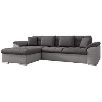 Sofá rinconero Comfivo 129, gris, con función de descanso y caja de ropa de cama, dimensiones 277x158x76cm
