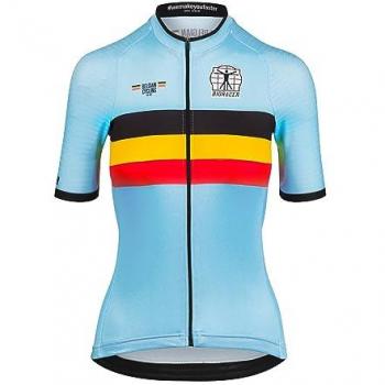 Maillot Bioracer Icono Bélgica Clásico Manga Corta Azul Mujer - L