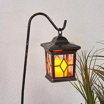 Lindby Juego de faroles LED solares Beata - Lámpara solar moderna en color negro, fabricada en plástico, con 2 llamas, ideal para decoración exterior