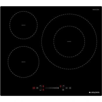 Placa de Inducción Aspes AI3600SB con 3 Zonas de Cocción y Función Doble Corona