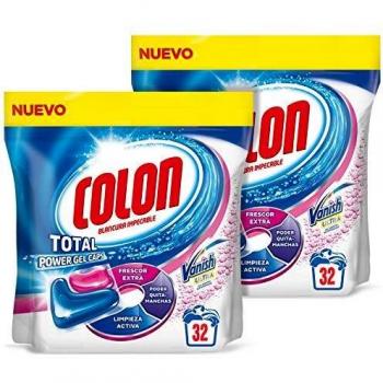 Colon Vanish Advanced Detergente para lavadora con quitamanchas, adecuado para ropa blanca y de color, Formato cápsulas - Pack de 2, total 64 dosis