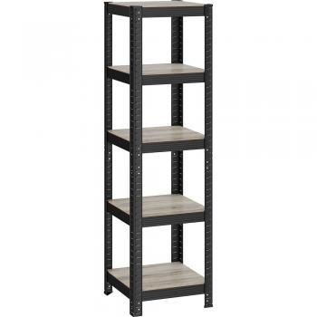 Estantería de 5 Niveles Songmics, 37 x 37 x 150 cm, Carga de 400 kg, Estantes Ajustables, Estilo Natural, para Cocina y Salón, Greige y Negro