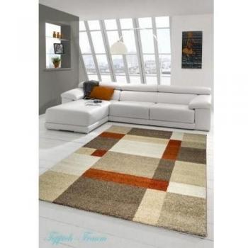 Traum Sala de estar diseñador Alfombra moderna Alfombra bajo alfombra de pelo diseño barroco Heather Marrón Beige terracota Größe 160x230 cm