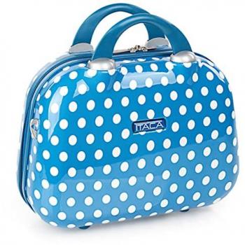 Neceser Grande Rígido ITACA Azul para Mujer y Niña, 36x26x16cm, ABS/Policarbonato, con Asa Superior y Correa Ajustable
