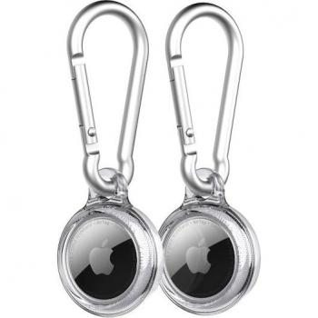 Funda Transparente Tech21 para Apple AirTag - Pack de 2, Resistente a Impactos, con Mosquetón