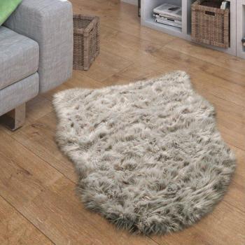 Alfombra Salón Mullida Piel Sintética Cojines Corazón Redonda Diferentes Formas Gris 80x120 cm