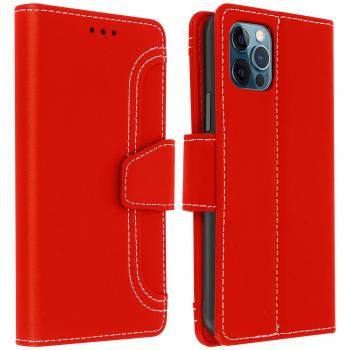 Funda Monedero Soporte Libro para iPhone 12 Pro Max - Rojo